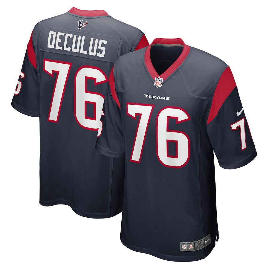 Men Houston Texans #76 Austin Deculus Nike Navy Game Player NFL Jersey